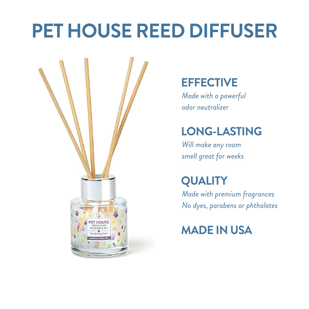 Lavender Green Tea Pet House Reed Diffuser infographic