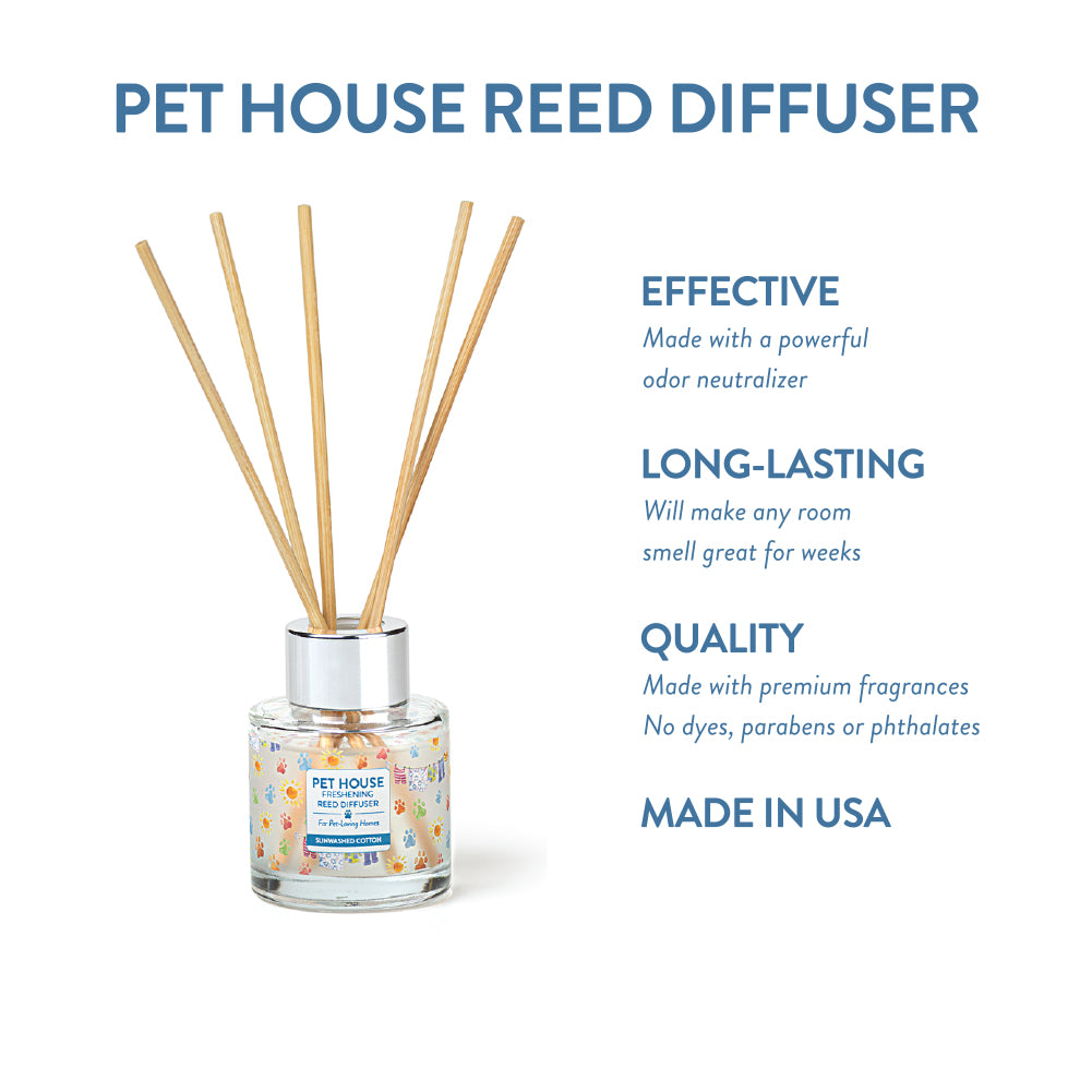 Sunwashed Cotton Pet House Reed Diffuser infographic