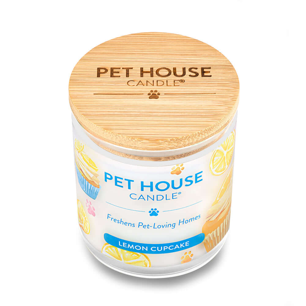 Pet House Lemon Cupcake Candle High Angle