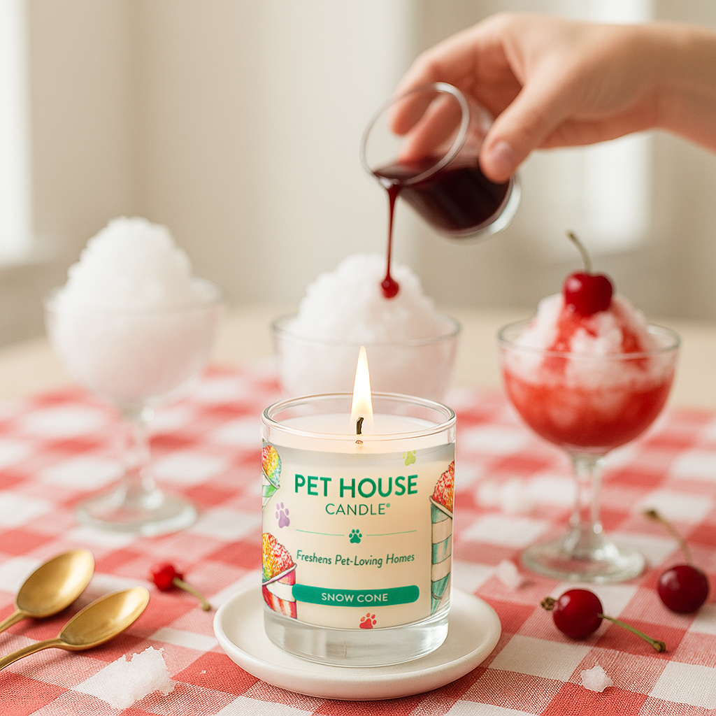 Snow Cone on red checkered table