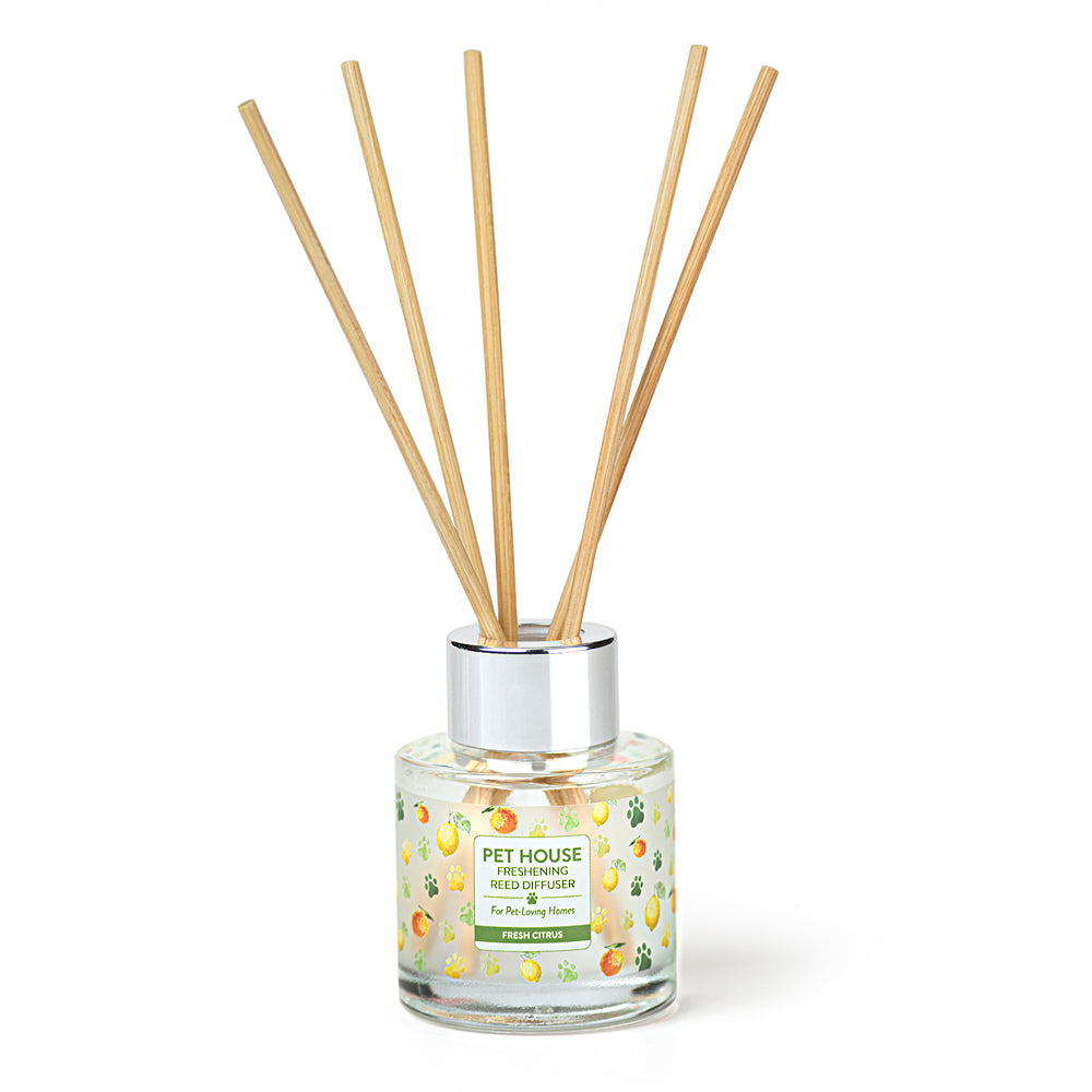 Fresh Citrus Pet House Reed Diffuser: 100% Natural Bamboo Sticks