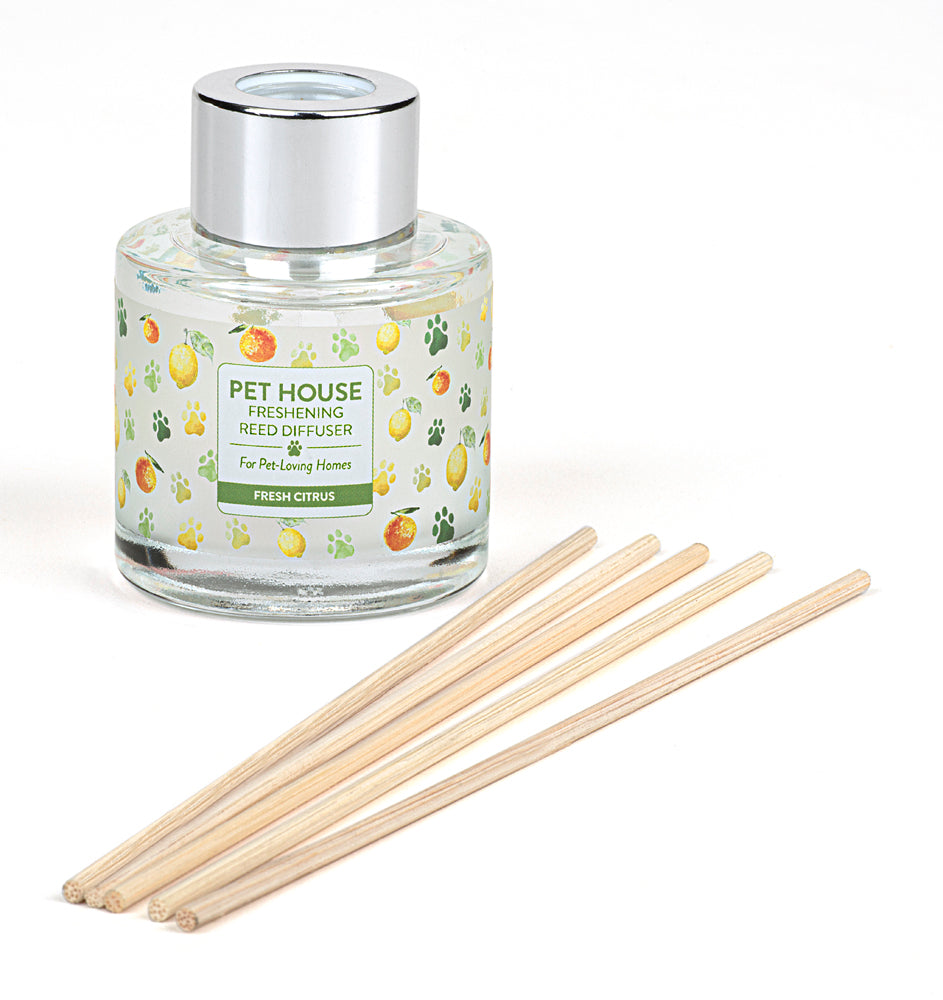 Fresh Citrus Pet House Reed Diffuser jar with reeds