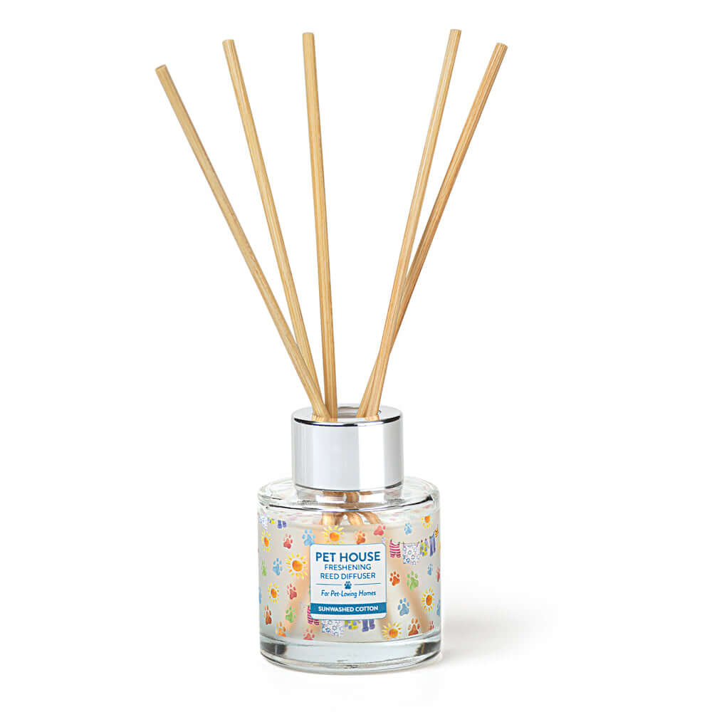 Cotton Diffusers Sunwashed Cotton Pet House Reed Diffuser: 100% Natural Bamboo Sticks